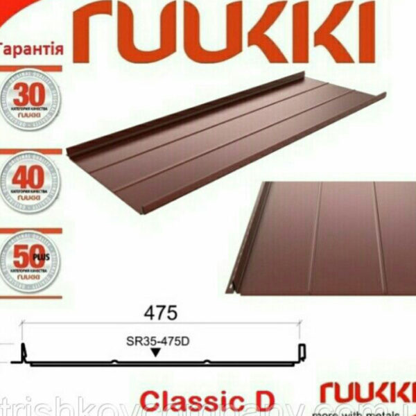 Кровельная фальцевая панель Ruukki Classic HiarcMatt (Silence) 0,6 мм 50 plus RR 42 D — изображение 10