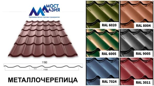 Металлочерепица МостАзия 0,45 мм RAL 3005 МАТ — изображение 5