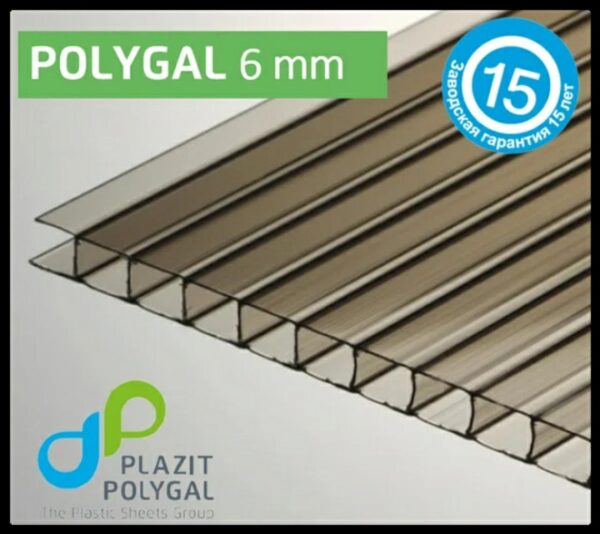 Сотовый Поликарбонат 4 мм "Polygal Standart" (Бронзовый) — изображение 4
