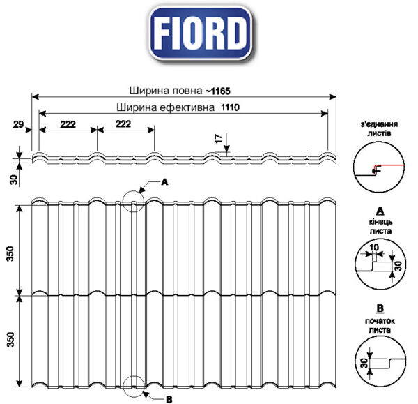 Модульная черепица FIORD —  (Лист 0.827 м.кв) Purmax RAL — изображение 3