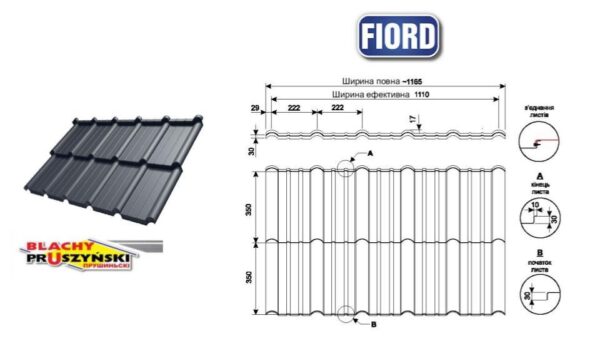 Модульная черепица FIORD —  (Лист 0.827 м.кв) PEMA RAL 7024 — изображение 3