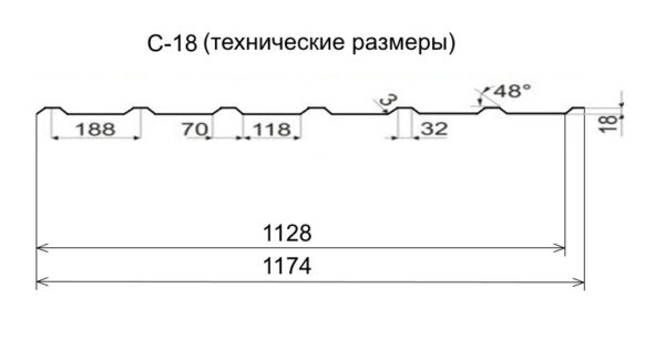 Профнастил С-18 RAL 7024 (тёмно-серый) МАТ 0.45 фасад — изображение 2