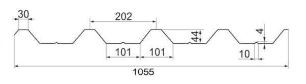 Профнастил | НС-44 | RAL 3005 | бордовый | PE | 0,45 мм | Корея — изображение 3