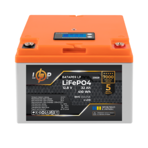Акумулятор LP LiFePO4 12,8V - 32 Ah (410Wh) (BMS 50А/25A) пластик LCD