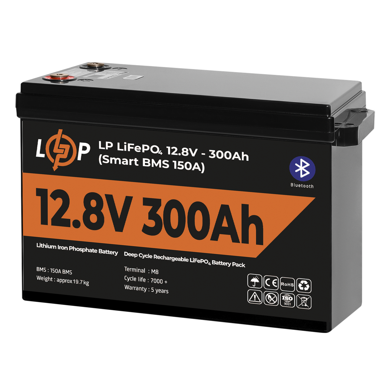 Акумулятор LP LiFePO4 12,8V - 300 Ah (3840Wh) (Smart BMS 200А) з BT пластик — изображение 3