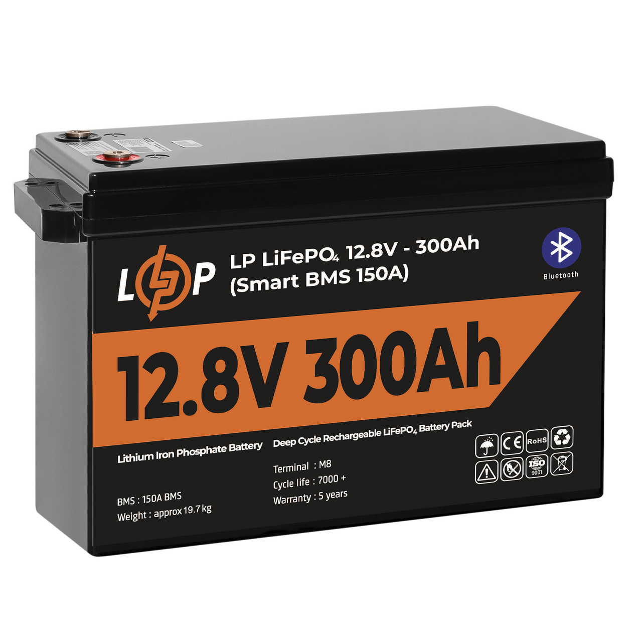 Акумулятор LP LiFePO4 12,8V - 300 Ah (3840Wh) (Smart BMS 200А) з BT пластик — изображение 4