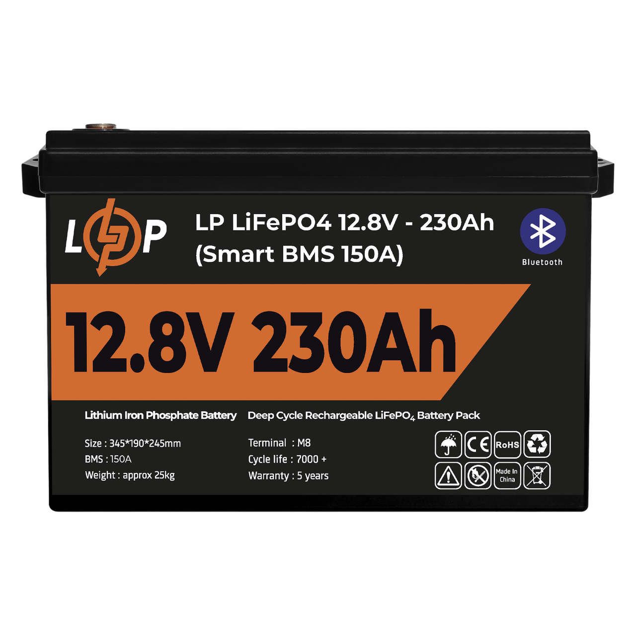 Акумулятор LP LiFePO4 12V (12,8V) - 230 Ah (2944Wh) (Smart BMS 150А) з BT пластик — изображение 2