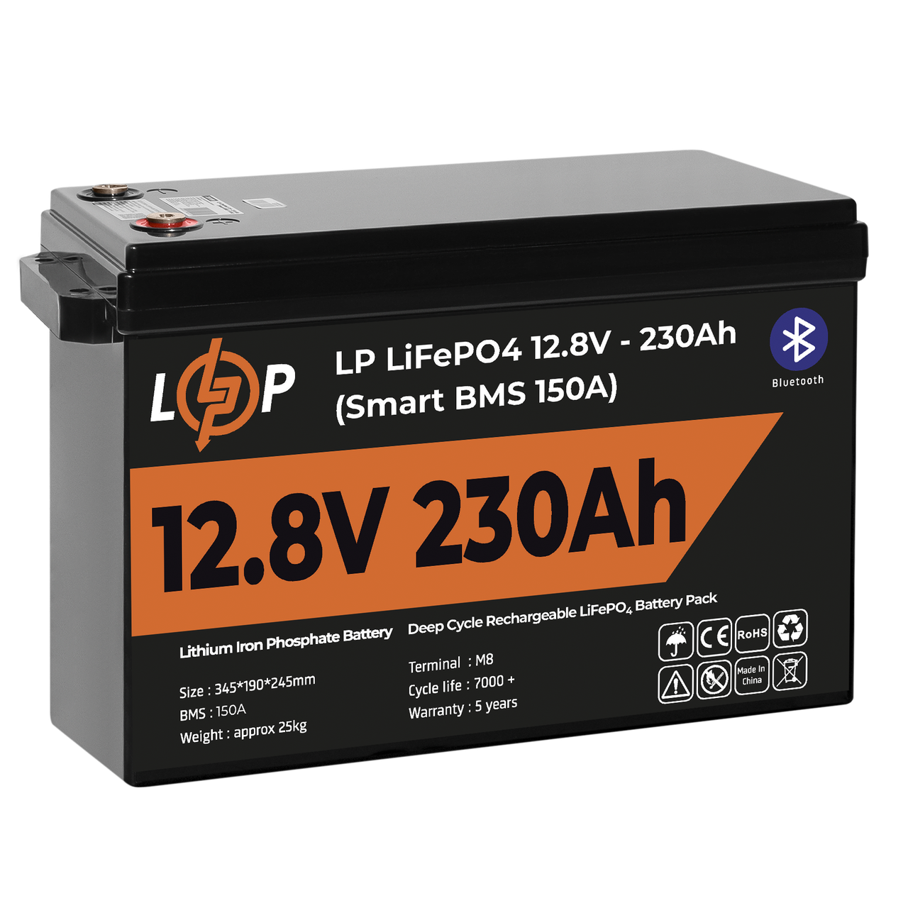 Акумулятор LP LiFePO4 12V (12,8V) - 230 Ah (2944Wh) (Smart BMS 150А) з BT пластик — изображение 4