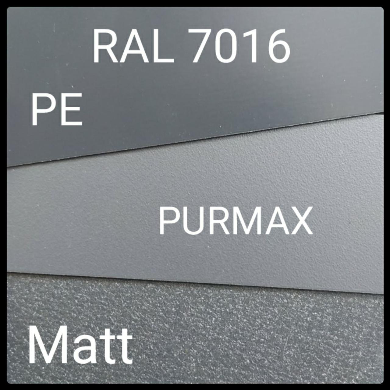 Гладкий лист POLYSTEEL - 0,45 мм / 1250 мм / PEMA / RAL 7016 Антрацит - Зображення 3